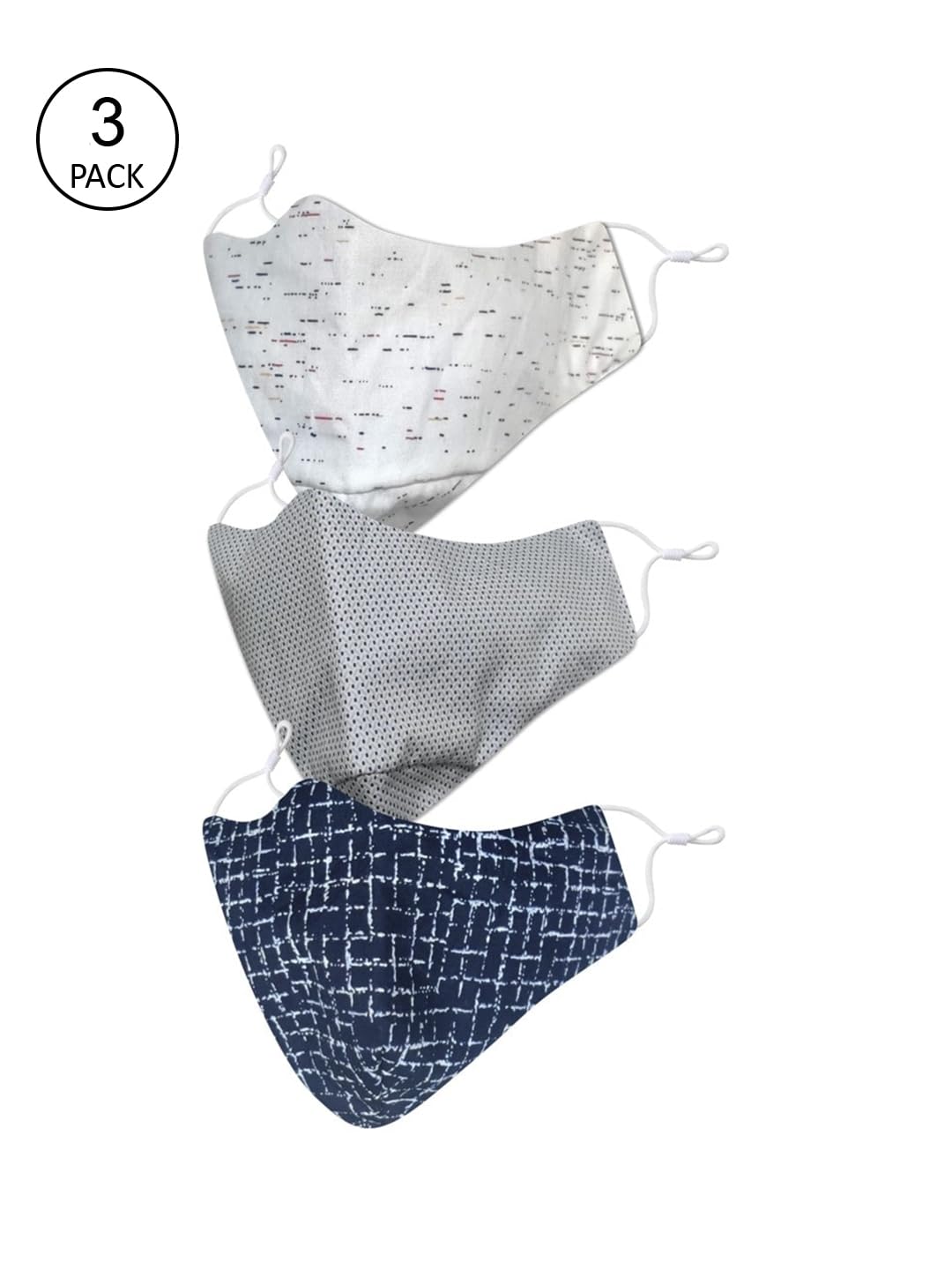El Regalo Men Pack of 3 Printed 3-Ply Cotton Reusable Cloth Masks