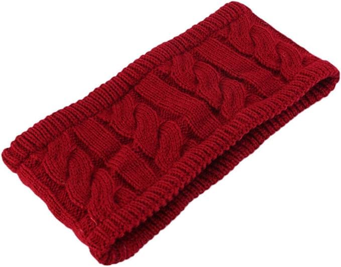 El Regalo 1 PC Winter Knitted Fleece Warm Unisex Headbands for Men & Women- Ear Warmer Headband Hair Band Wool Head Wraps Winter Unisex Ear Warmers (Plum Red)