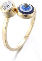 El Regalo 1 PC Stainless Steel Zircon Evil Eye Ring- Anti Tarnish/Waterproof Evil Eye Ring for Girls/Women (Non- Adjustable) (Gold, 18)