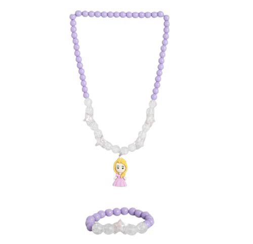 El Regalo Cute Princess Beaded Necklace & Bracelet Jewelry Set for Girls/Kids/Toddlers | Mermaid Theme Party Dress Up Jewelry Set- Gift for Girls Kids