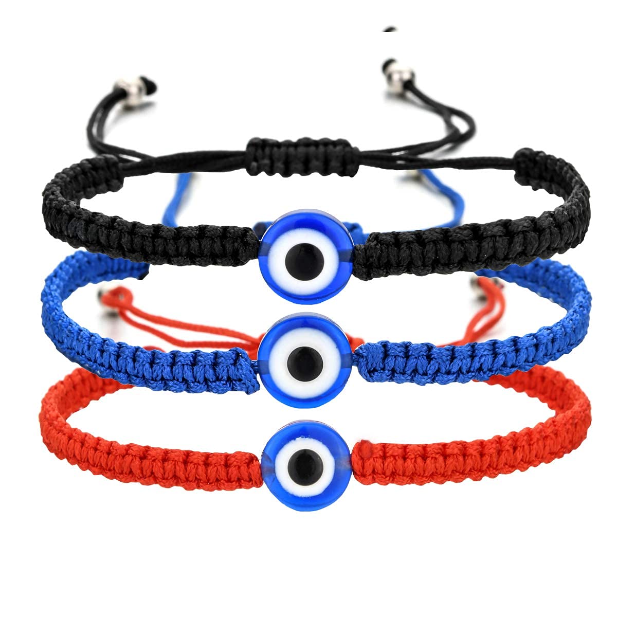 El Regalo 3 PCs Evil Eye Hamsa Hand Bracelets | Good Luck and Protection Evil Eye Hamsa Nazar Adjustable Unisex Bracelets for All (Evil Eye Bracelets)