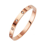 El Regalo Stainless Steel Bangle Bracelet with Cubic Zirconia/CZ for Women - Stainless Steel Openable Bracelet with Magnetic Lock (Rose Gold)