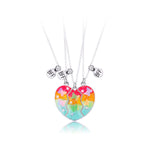 El Regalo 3 PCs BFF Best Friend Forever Split Heart Magnetic Matching Pendant Necklaces Set for Kids/Girls/Teens- Friendship Puzzle Necklaces Sets for Besties (Colorful Butterfly BFF)