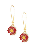 El Regalo Beautiful Enamel Flowers Long Hook Earrings for Women/Girls - Delicate Cute Flowers Charms Hook Earrings (Red Flower)