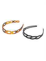 El Regalo 2PCs Hair Hoops Plastic Teeth Nonslip Head Bands- Black & Brown Comb Hairbands for Kids, Girls & Women (Option-2)