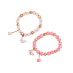 El Regalo 2 PCs Butterfly Crystal Beads Tassel Bracelet With Cute Enamel Butterfly Charms for Girls/Teens/Women (Color Option-1)