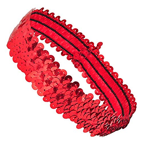 El Regalo Elastic Stretch Sparkle Glitter Fashion Sequin Headband for Babies, Kids, Girls,Teens (Red)