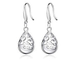 El Regalo Modern Opal Cat's Eye Drop Threader Earrings for Girls & Women - Perfect Valentines Day Gift for Her (White Drop Hook)