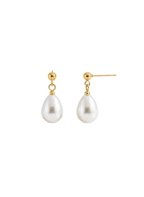 El Regalo Elegant Teardrop Faux Pearl Drop Earrings for Women & Girls - High-Luster Synthetic Pearl Jewelry in 18K Gold & Silver Finish | Cute & Fancy Pearls Earrings (Gold)