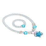 El Regalo 1 Pair Girls Kids Glittery Star Beads Princess Necklace & Bracelet Sets- Acrylic Star Beads Princess Necklace Bracelet Jewelry Set for Girls Kids (Blue Star)