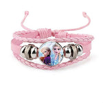 El Regalo Frozn El-sa & Ana Glass Domed Charm on Braided Leather Adjustable Bracelet for Girls (Purple)