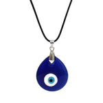 El Regalo Unisex Blue Glass Evil Eye Turkish Pendant Necklaces Hamsa Hand Leather Rope Chain Necklace Girls Lucky Protection Jewelry-Waterdrop