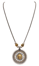 El Regalo Dual Tone Goddess Durga Ma German Silver Pendant Necklace | Traditional Temple Jewelry | Durga Ma Necklace for Durga Pooja & Navratra Pooja