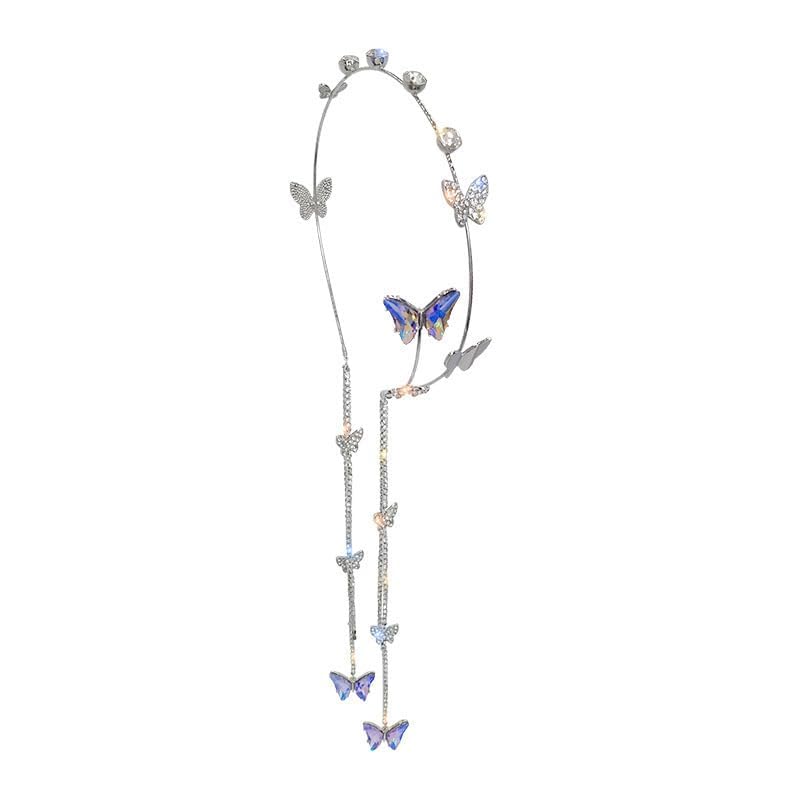 El Regalo Beautiful Rhinestone Butterfly Crystal Tassel Hairband - Sparkling Wedding Butterfly Tiara Headband for Women and Girls, Elegant Bling Bridal Hair Accessory for Special Occasions