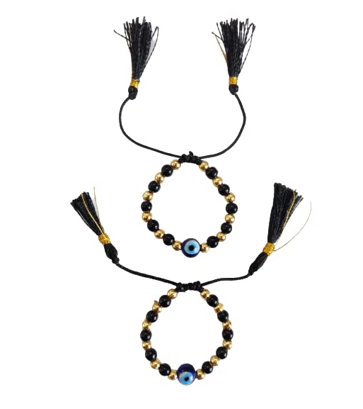 El Regalo Cute 2 PCs Evil Eye Nazaria Bracelets/Anklets for Babies/Kids/Girls & Boys | Evil Eye Adjustable Handwoven Bracelets for Kids/Babies/Toddlers (Evil Eye Option -3)