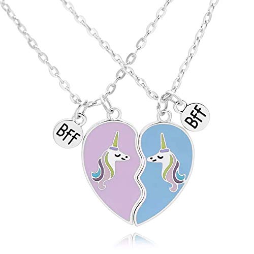 El Regalo Best Friend Heart Necklace | BFF Unicorn Jewelry Girls Necklace Friendship Birthday Friends Sisters Gifts