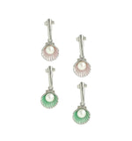 El Regalo 2 Pairs Cute Shiny Enamel Shell Pearls Dangle Stud Earrings- Hypoallergenic Metallic Shell Pearls Fashion Earrings for Girls & Women (Pink & Blue)