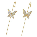El Regalo 1 Pair Fancy Western Ear Wrap Needle Ear Crawler Earrings - Inlaid Zircon, Elegant Ear Cuff Climber Hook Earrings for Women Girls (CZ Butterfly Crawler)