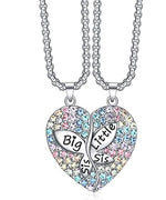 El Regalo 2 PCs Big Sister Little Sister Butterfly Heart Jewelry Gift for 2,Rainbow Heart Puzzle BFF Friendship Pendant for Kids Teens Women