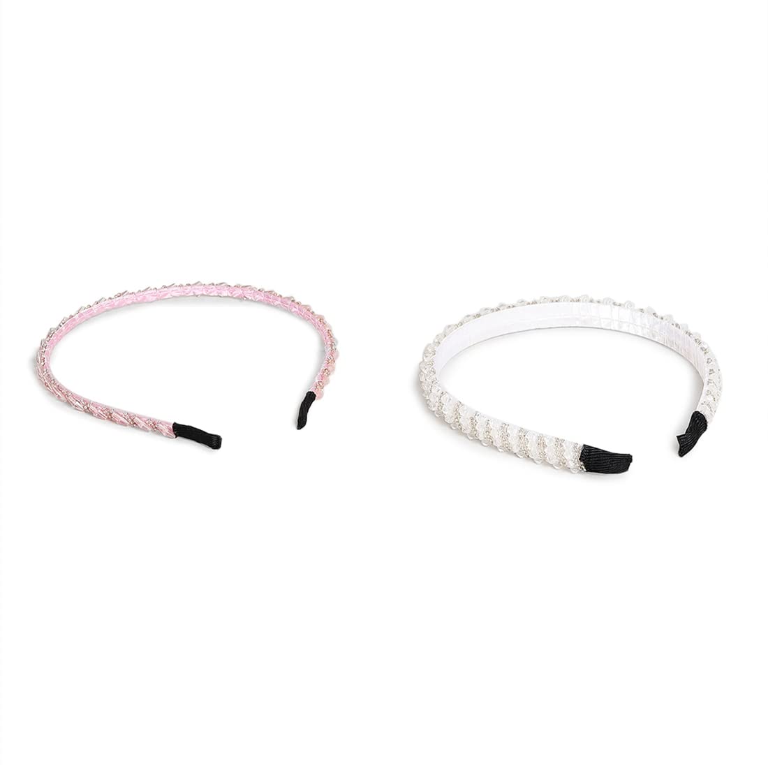 El Regalo 2 Pieces Rhinestone Crystal Headbands Shiny Non-Slip Beaded Party Hairband Hair Bands Hair Accessories Hair Decoration for Women Girls (Option-3)