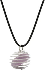 El Regalo 1 PC Healing Crystal Chakra Stone Necklace Gemstone Beads Round Iron Spiral Bead Cage Pendants Jewelry for Girls & Women (Amethyst)