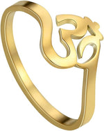 El Regalo Unisex Stainless Steel OM Finger Ring- Indian Spiritual/Meditation Jewelry- Anti Tarnish Aum/OM Finger Ring (7)