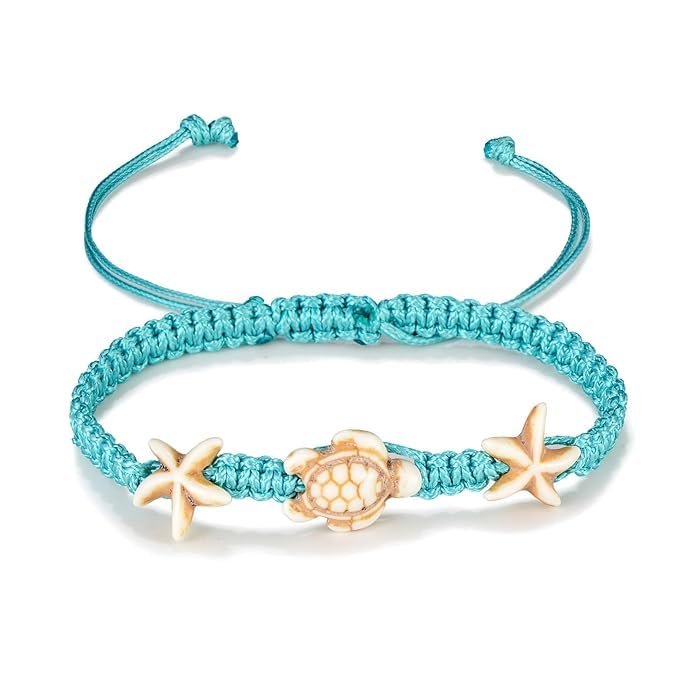 El Regalo One Leg Anklet - Thread Adjustable Beaded Bohemian Fashion Charm Anklets for Women & Girls | 1 Leg Anklets for Girls & Women (1 PC) (Turtle & starfish Beads Anklet)