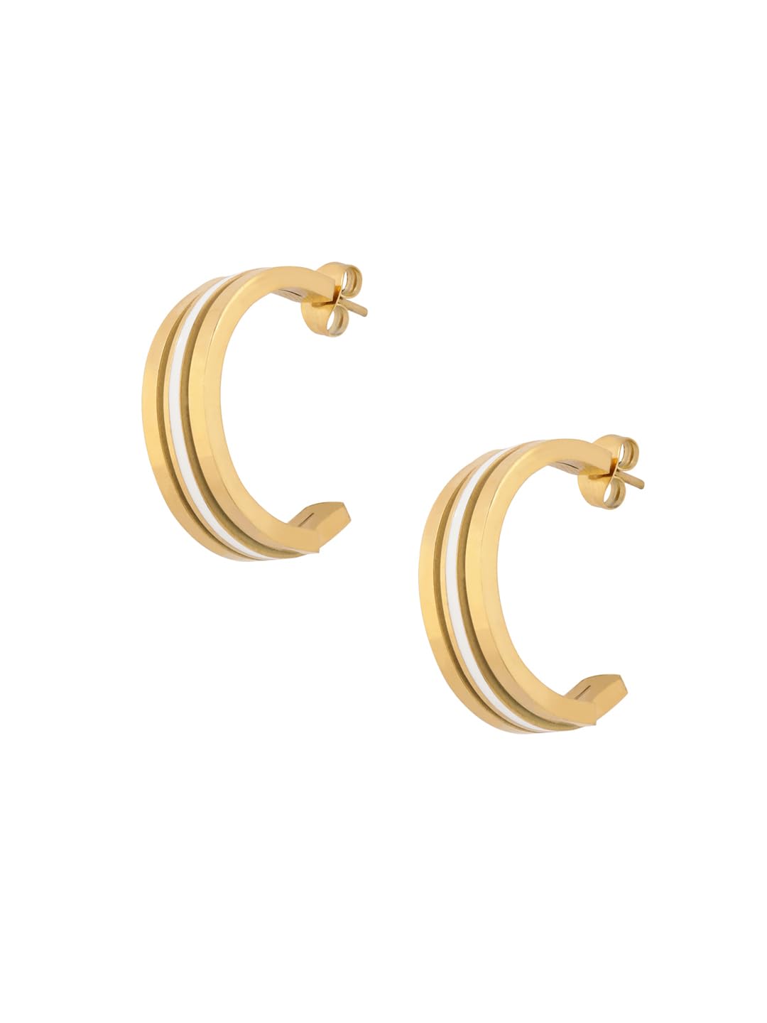 El Regalo Luxury & Creative Stainless Steel Layered C Half Hoop Earrings- Bold & Beautiful, Modern Hoops for Women/Girls (Layered Enamel Hoops)