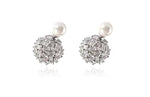 El Regalo Cute & Luxury Ear Jacket Crystal Ball Double Sides Stud Earrings for Women Girls- Elegant CZ Front Back Cartilage Studs Earring Dainty 2 in 1 Jewelry (Silver)
