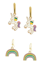 El Regalo 2 Pairs Girls Earring- Hypoallergenic Unicorns & Rainbow Enamel Dangle Earrings for Kids/Girls/Teens & Women (Option -2)