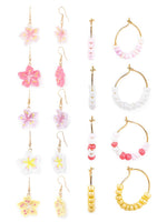El Regalo 10 Pairs Earrings Combo Set- Colorful Flower Hoops and Hooks Earrings Set for Girls & Women (Style-2)