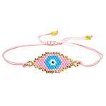 El Regalo Evil Eye Japanese Miyuki Seed Beads Lucky Unisex Bracelet | Handmade 100% Authentic Japanese Miyuki Seed Beads Bracelets (Pink)