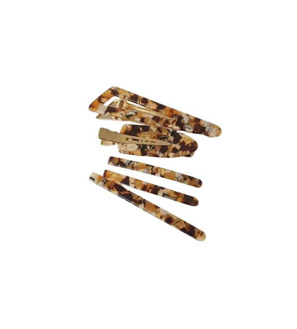 El Regalo 5-Piece Premium Acrylic Resin Hair Clip Set - Trendy Tortoise Shell & Marble Geometric Barrettes | Non-Slip Alligator Clips & Luxury Hair Pins for Women & Girls | Stylish Hair Accessories