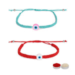 El Regalo 2PCs Rakhi Combo Set for Bhai-Bhabhi or Bhai-Bhatija/Bhatiji- 2 Evil Eye Rakhis Set with Roli Chanwal, Rakhi Card in Rakhi Gift Box (Option-4)