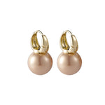 El Regalo Pearl Hoop Earrings- Huggie Hoop Fashion Pearl Earrings for Girls & Women (Beige)