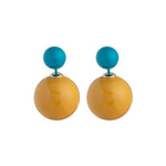 El Regalo 1 Pair Candy Colors 2 Way Beads Earrings- Front-Back Color Clossy Beads Contemporary Earrings for Girls & Women (Musturd Blue)