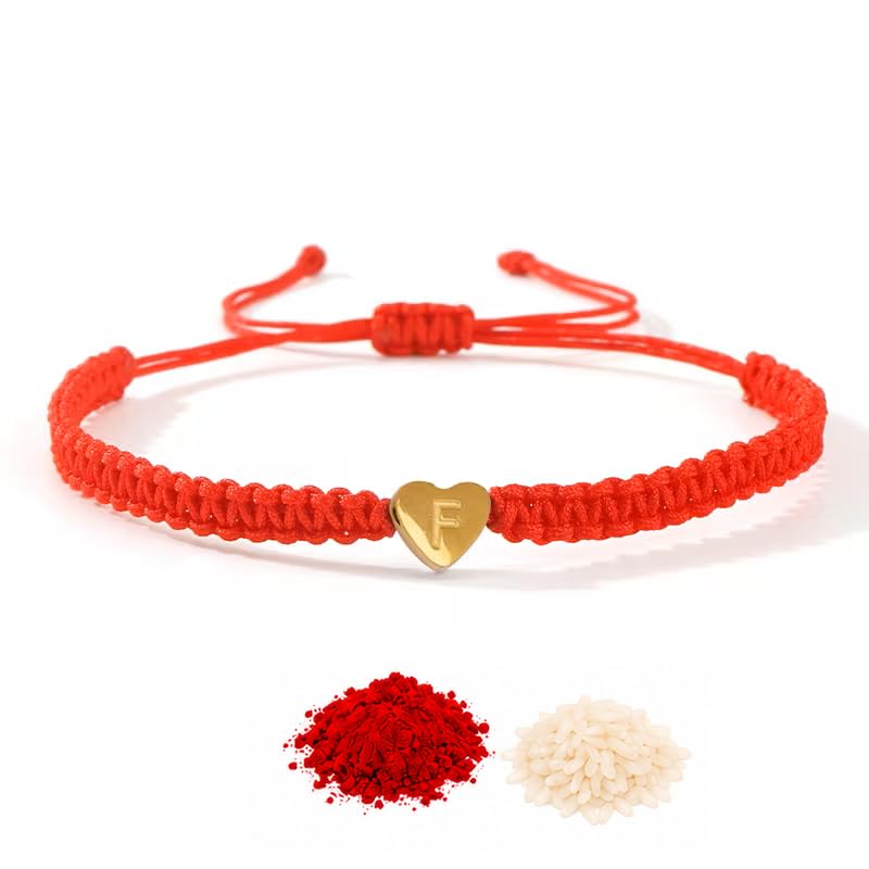 El Regalo Red Ethnic Rakhi Dori Unisex Rakhi-Adults - F letter