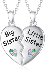 El Regalo 2 PCs Girls Sister Necklace Gifts, Big Sister Little Sister Jewelry Gift for 2,Rainbow Broken Heart BFF Friendship Pendant for Kids Teens Women (Big Sister Little Sister)