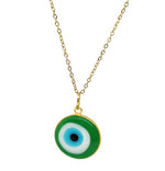 El Regalo Big Evil Eye Handmade Glass Lamp work Unisex Pendant Necklace for Men, Women, Girls & Boys | Evil Eye Pendant Necklace (Green Golden)