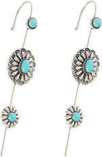 El Regalo 2PCs Turquoise Ear Wrap Crawler Hook Stud Earrings for Women Girls- Long Bar Piercing Ear Cuffs Boho/Bohemian Statement Earrings (Style-2)