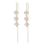 El Regalo Rhinestone Decor Leaf Drop/Threader Earrings for Girls & Women- Tassel Drop Earrings Studded With Zircon Stones (Threader Earrings)