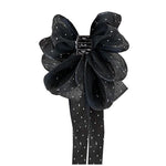 El Regalo Shimmering Big Bow Hair Claw Clips for Girls & Women- Fancy Chiffon Silk Hair Clip with Rhinestone, Large Hair Jaw Clips, Fabric Floral Bows Hair Accessories (White)