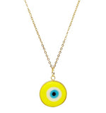 El Regalo Big Evil Eye Handmade Glass Lamp work Unisex Pendant Necklace for Men, Women, Girls & Boys | Evil Eye Pendant Necklace (Yellow Golden)
