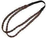 El Regalo Women Double Strands/Layered Twist Glossy Braided Hair Wig Simulated Hair Elastic Forehead Hairband (Brown)