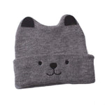 El Regalo 1 PC Kids Soft Caps | Beanie Earflaps Little Girl Boy Colorful Cartoon Bear Warm Knit Hat (1-3 Years) (Grey)