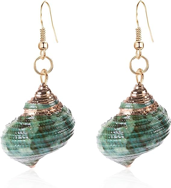 El Regalo Womens 1 Pair Golden Electroplated Shell Earrings (Style-3)