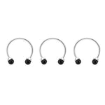 El Regalo 3PCS Adjustable Open Rings Set for Women & Girls | Minimalist Pearl & Bead Finger Rings | Fashion Stackable Ring Set (Black)