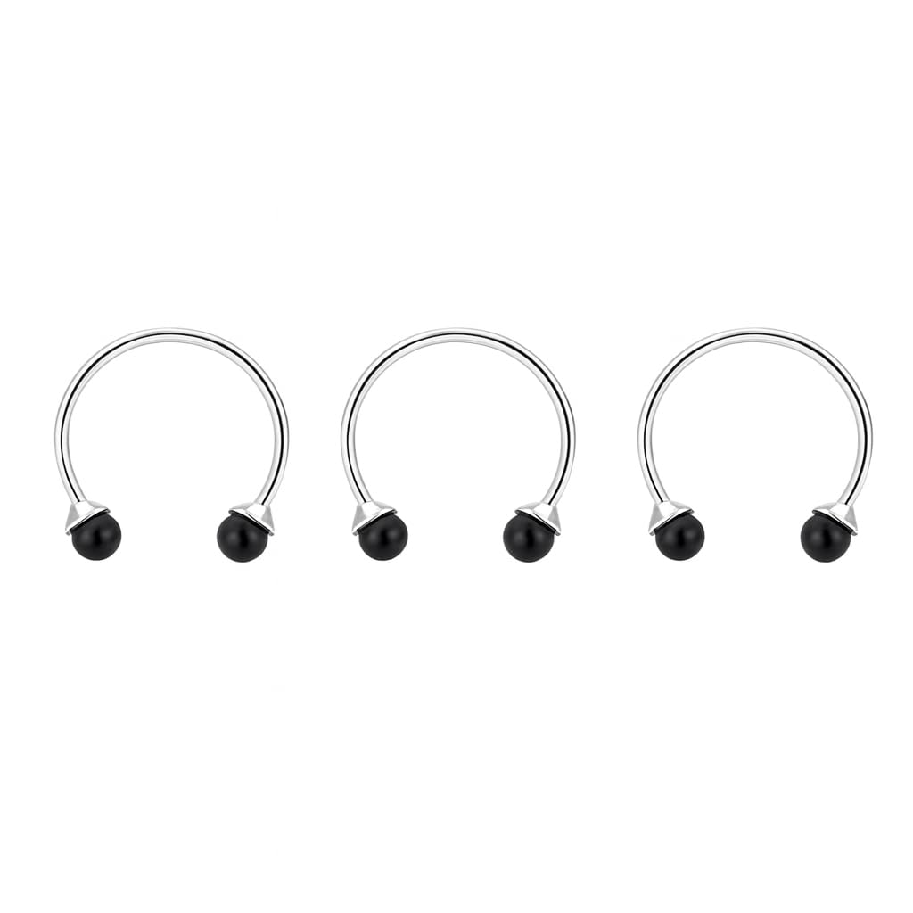El Regalo 3PCS Adjustable Open Rings Set for Women & Girls | Minimalist Pearl & Bead Finger Rings | Fashion Stackable Ring Set (Black)