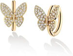 El Regalo Cubic Zirconia Butterfly Huggie Hoop Earrings - 14K Gold Plated Small Hoops for Girls, Teens & Women | Hypoallergenic Tiny Butterfly Earrings