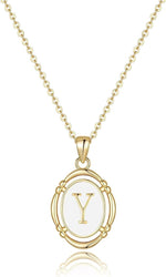 El Regalo Unisex Vintage Style Waterproof Name Initial Letters Pendant Necklaces - Stainless Steel Golden Initials Jewelry - Hypoallergenic Letters Pendant Chain (Letter Y)